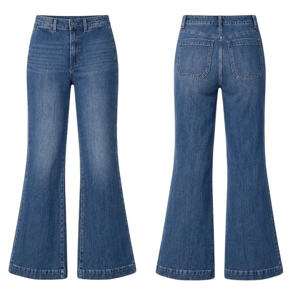 Talbots Flawless High Waist Flare Jeans Size 6 Blue Medium Wash Denim Retro